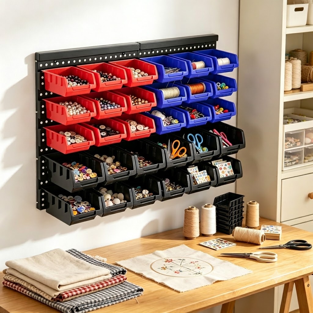 Workshop Tools Box - Wall Mounted Storage Bins Organizer Rack