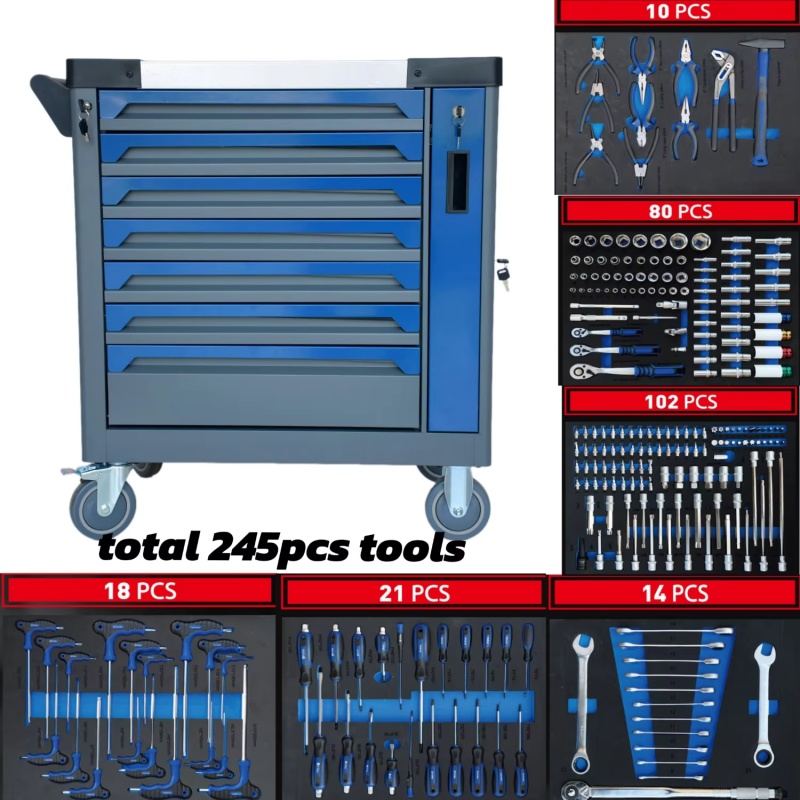 Workshop Tools Storage - 7-Drawer Lockable Rolling Steel Workshop Tool