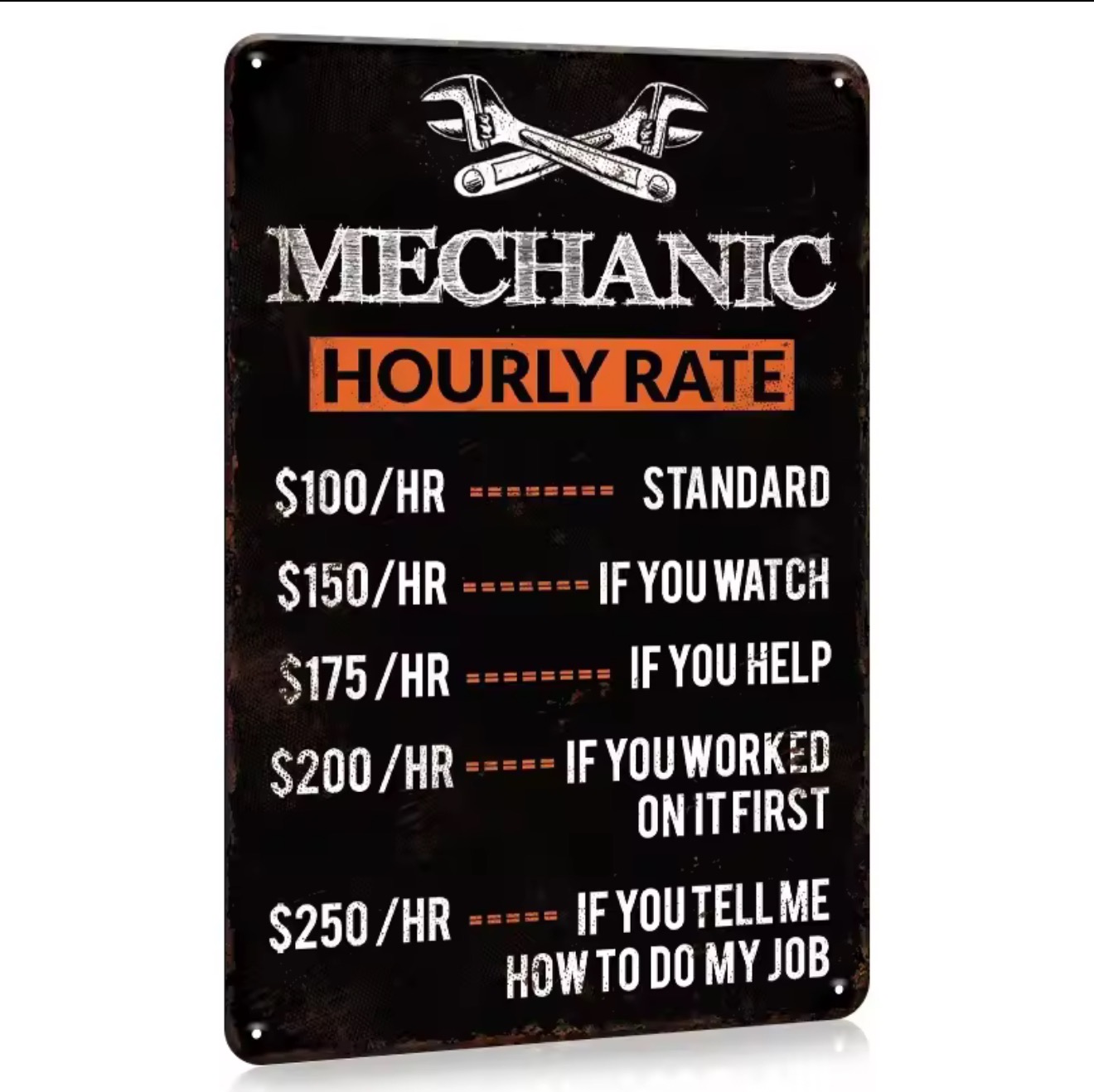 Workshop Tools Hours - 1pc, Mechanic Hourly Rate Metal Tin