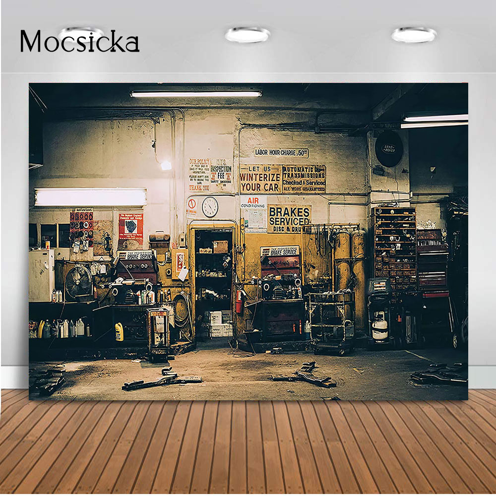Retro Car Repairs Backdrop Too - Workshop Tools Photos review and price