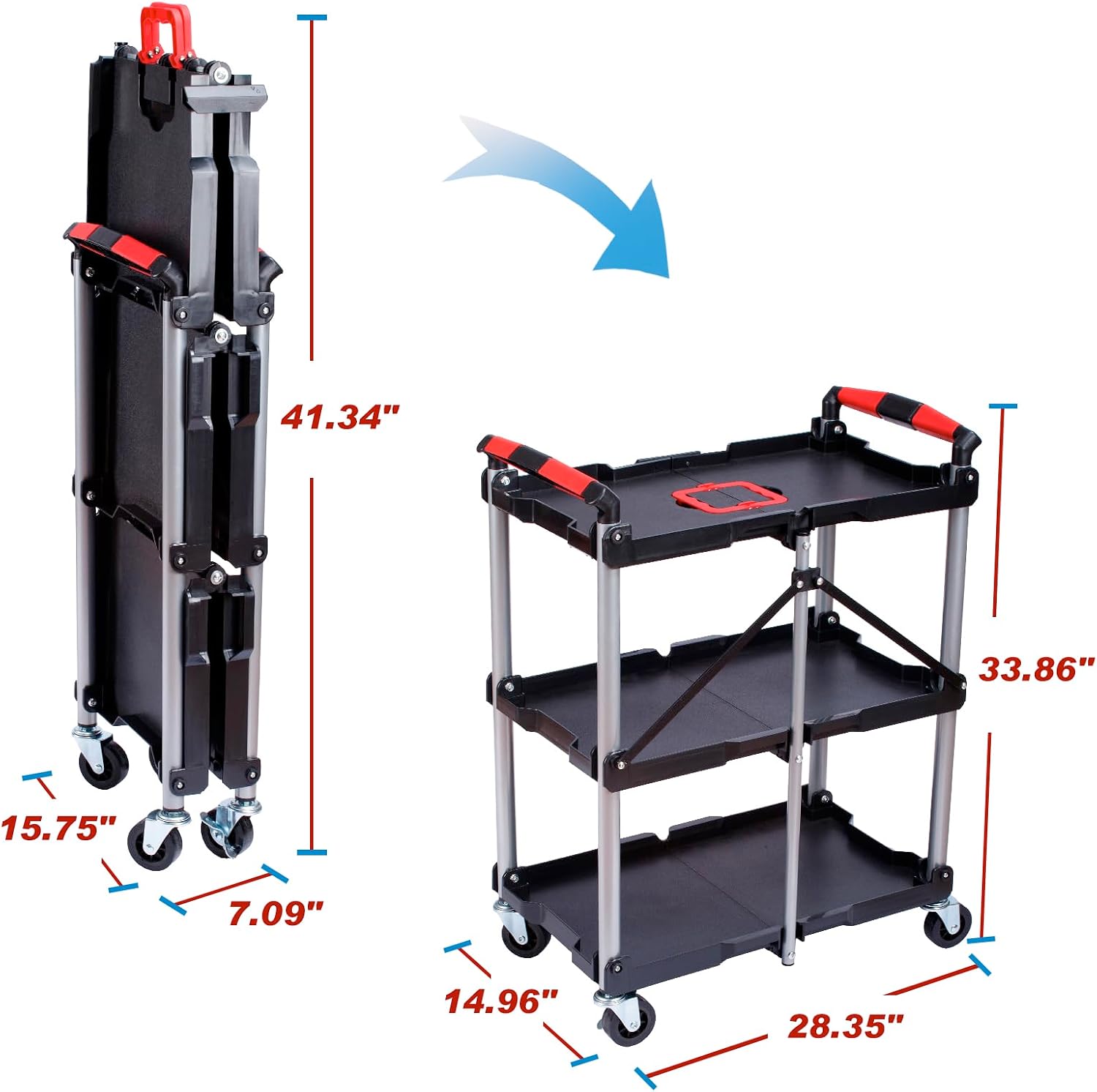 3-Shelf Foldable Rolling Utili - Workshop Tools Storage review and price